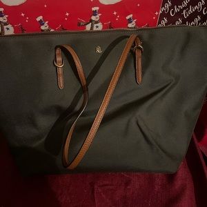 No marks or scratches. Zipper functional Ralph Lauren Canvas Large tote